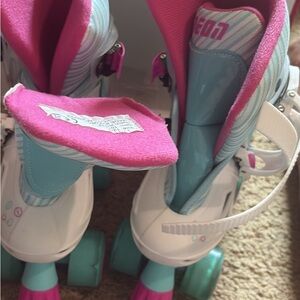 Pink and Blue Roller Skates